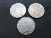 Lot of 3 1923 S Peace Dollar