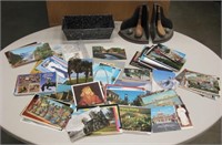 Golf Bookends, Enamelware Pan & Vtg Postcards