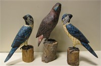 Lot Of 3 Handmade Birds - Tallest is 10" Tall