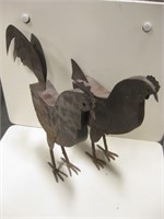 2 14" Tall Metal / Cast Iron Roosters