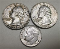 2 - 1964 Silver Quarters & 1 - 1964 Silver Dime