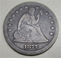 1877-S Liberty Seated Quarter Dollar - 90% Silver