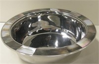 Vintage Aram Marked Abalone Lined Metal Bowl