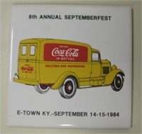 Vtg 1984 Coca-Cola 8th Annual Septemberfest Tile