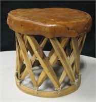 12" Tall Handmade Leather Topped Stool