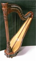 Carved Wood Model Harp - 13.5" Tall
