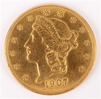 1907 US 1 OZ $20 GOLD LIBERTY COIN