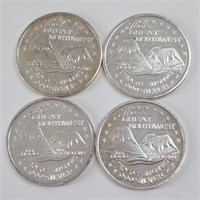 (4) One Troy Ounce .999 Fine Silver Rounds