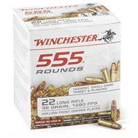 (555rds) Winchester  .22 cal Ammo 36gn 1280 fps