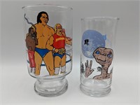 Vintage 1980's WWF & E.T. Collector's Glasses