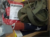 VINTAGE MILITARY STRAPS, FLAG, FIRST AID