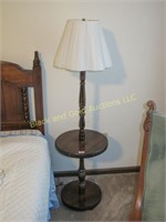 Dark Pine Floor Lamp with Table