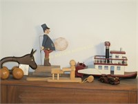 Five Wooden Toys and Decorative Items
