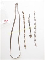 4 Sterling Silver Necklaces & Bracelets
