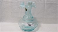 Fenton blue opal ruffled vase