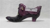 Fenton purple Roses & hand painted slipper