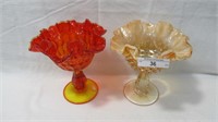 Fenton Amberina and Cameo Compotes as shown