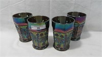 4 Fenton Purple Butterfly and Berries Tumblers