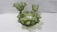 Fenton Colonial Gr Thumprt Compote, Bowl, Goblet