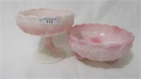 Fenton Rosalene pond lily compote and ft's bowl