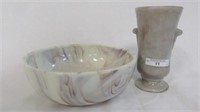 Purple Slag 7" bowl and vase