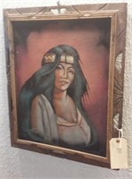 19x23 orig painting native american signed