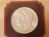 1896 Morgan Silver Dollar on Card