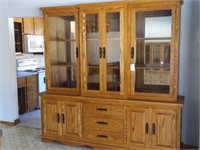 **HANDCRAFTED RED OAK GLASS-FRONT CABINET