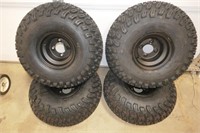 DURO 22X11.00-8, 2 PLY TIRES AND RIMS