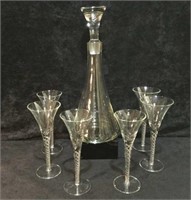 Crystal Glass Decanter With 6 Cocktail Glasses