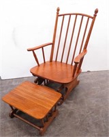 Spindle Glider Rocker with Wood Footstool