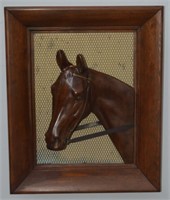 Hand Carved Framed Wood Horse Head