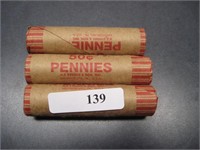 Lot Of (3) Rolls Of Unsearched Wheat Pennies