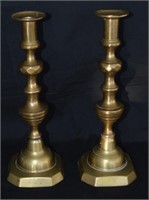 Antique English Brass Candlesticks  c 1820