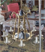 Vtg Electric Brass Chandelier