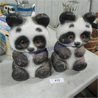 2 Panda bear lawn ornaments