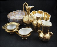 Vtg Mid Century Gold Ceramic Pottery Lot