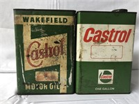 Wakefield Castrol & Castrol 1 gallon oil tins