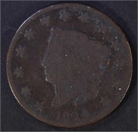 1824/2 LARGE CENT G/VG KEY DATE