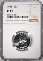 1955 WASHINGTON QUARTER, NGC PF-69