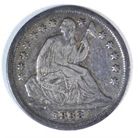 1838 SEATED HALF DIME, VF+