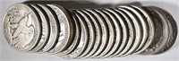 MIXED DATE ROLL OF WALKING LIBERTY HALF DOLLARS