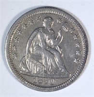 1850 SEATED HALF DIME, AU