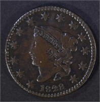 1828 LARGE CENT SMALL WIDE DATE VF