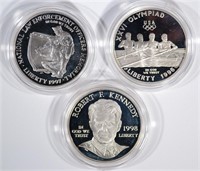 3 - SILVER PROOF COMMEM DOLLARS