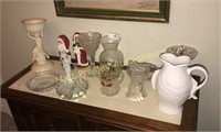 LOT OF GLASSWARE AND HOME DECOR