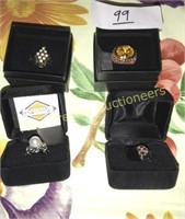 LOT OF FOUR COSTUME JEWELRY RINGS