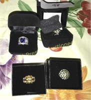 LOT OF FOUR COSTUME JEWELRY RINGS