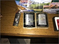 THREE VINTAGE LIGHTERS AND DORAL TIN