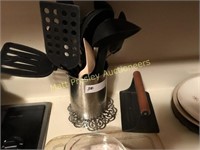 CAST IRON BACON PRESS AND KITCHEN UTENSILS